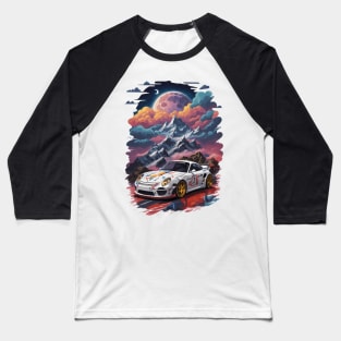 Vintage Racing Car Space Scene Baseball T-Shirt